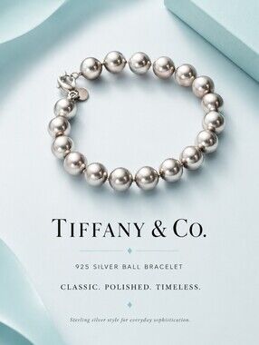 Tiffany & Co Elegant 925 Silver Ball Bracelet
